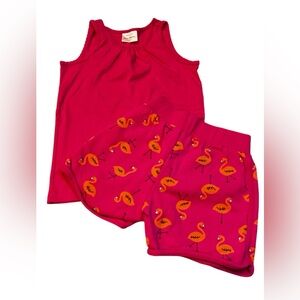 Hannah Andersson lil girls pink tank/pink flamingo shorts size 8/ 130